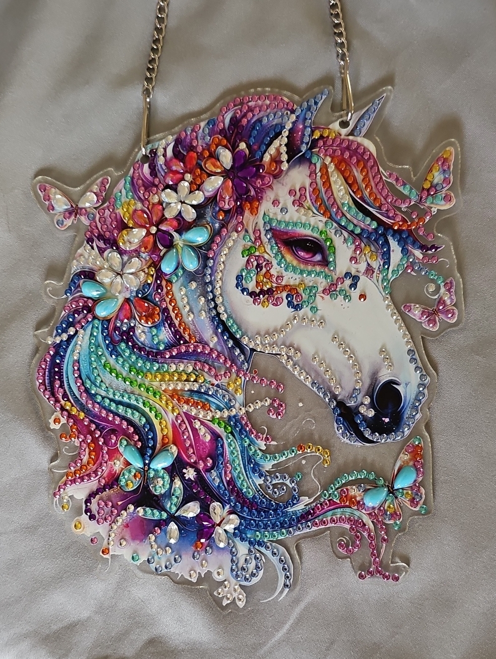 Colorful Bejeweled Rainbow Unicorn Wall Hanging Sun Catcher